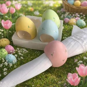 VINTAGE RUSS Berrie Spring Easter porcelain Napkin Holders set of 4